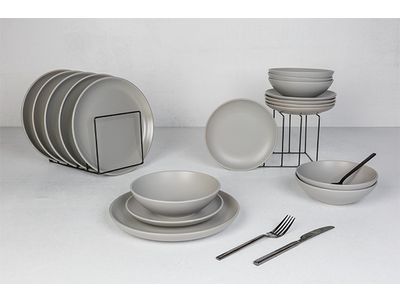 Viva Grey Set 18dlg - 6xplat Bord - 6xdiep Bord - 6xdessertbord