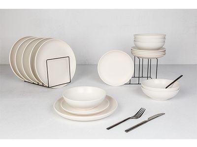 Viva Cream Set 18dlg - 6xplat Bord - 6xdiep Bord - 6xdessertbord