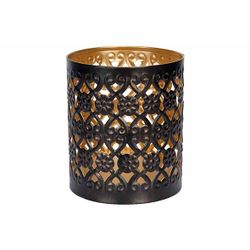 Cosy & Trendy Theelichthouder Flowers Gold Zwart 8x8xh 9cm Metaal 