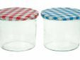 Confituurpot Set3 Transparant 23cl 8,5cm Deksels: 3x Blauw-wit Of 3x Rood-wit