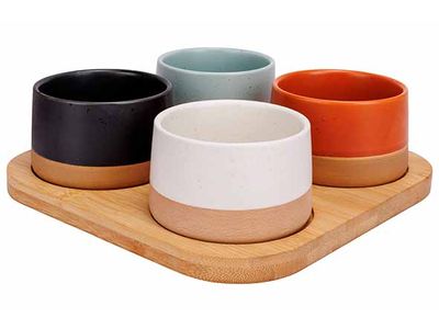 Dela Aperoset 5pcs - Serveerplank 22x22 Cm + 4x Bowl D9,5x5,5cm