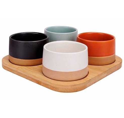 Dela Aperoset 5pcs - Serveerplank 22x22 Cm + 4x Bowl D9,5x5,5cm  Cosy & Trendy