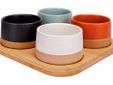 Dela Aperoset 5pcs - Serveerplank 22x22 Cm + 4x Bowl D9,5x5,5cm