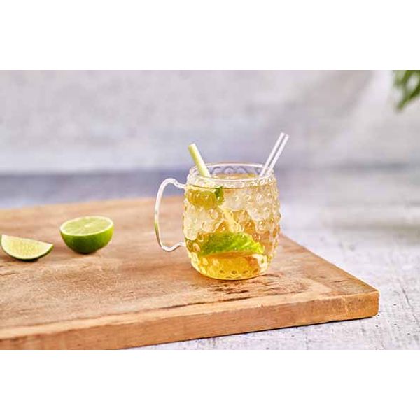 Moscow Mule Glass Hammertone Set2 Transparant Incl. 2 Eco Rietjes 