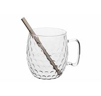 Moscow Mule Glass Hammertone Set2 Transparant Incl. 2 Eco Rietjes 