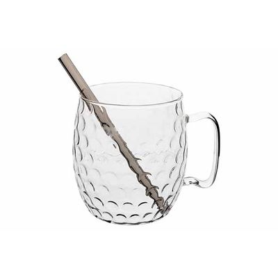 Moscow Mule Glass Hammertone Set2 Transparant Incl. 2 Eco Rietjes 