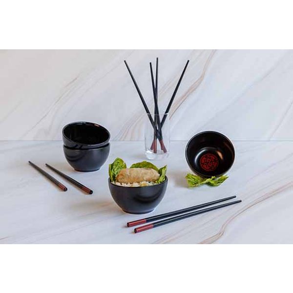 Cosy & Trendy Asian Set 8pcs - 4 Bowls D10,5xh5,5cm Incl. Chopsticks