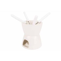 Fondue Chocolade D11,5cm Wit Porselein + 4 Vorken 