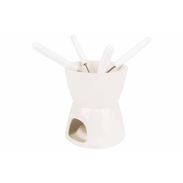 Cosy & Trendy Fondue Chocolade D11,5cm Wit Porselein + 4 Vorken