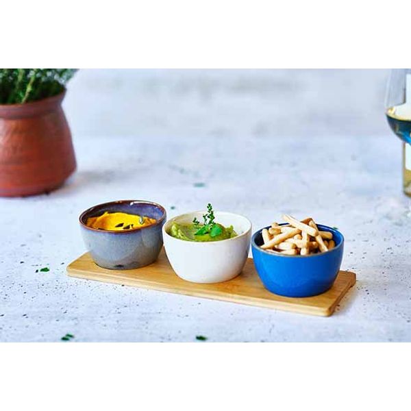 Cosy & Trendy Aperoset 4pcs - Serveerplank 31x10cm + 3x Bowl D9,5x5,5cm