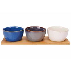 Cosy & Trendy Aperoset 4pcs - Serveerplank 31x10cm + 3x Bowl D9,5x5,5cm