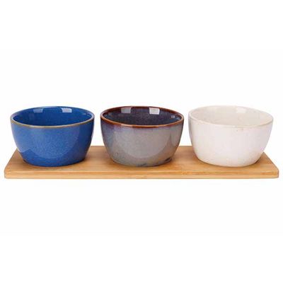 Aperoset 4pcs - Serveerplank 31x10cm + 3x Bowl D9,5x5,5cm  Cosy & Trendy