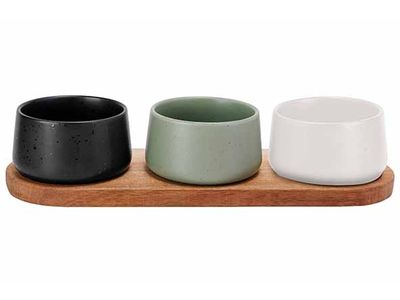 Bites Aperoset 4pcs - Serveerplank 32x10,5cm + 3x Bowl D9,5x5,5cm