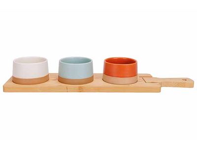 Dela Aperoset 4pcs - Serveerplank 48x12 Cm + 3x Bowl D9,5x5,5cm