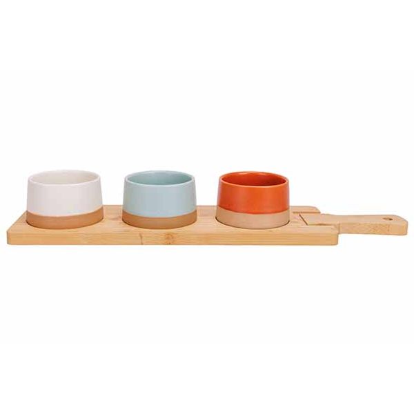 Cosy & Trendy Dela Aperoset 4pcs - Serveerplank 48x12 Cm + 3x Bowl D9,5x5,5cm