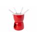 Fondue Chocolade D11,5cm Rood Porselein + 4 Vorken 