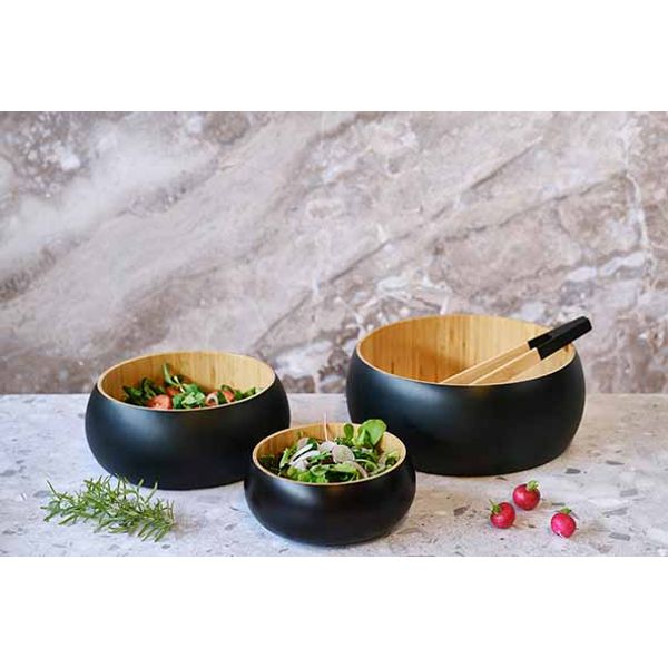 Cosy & Trendy Black&wood Saladekom D30,5xh12cm Bamboe 