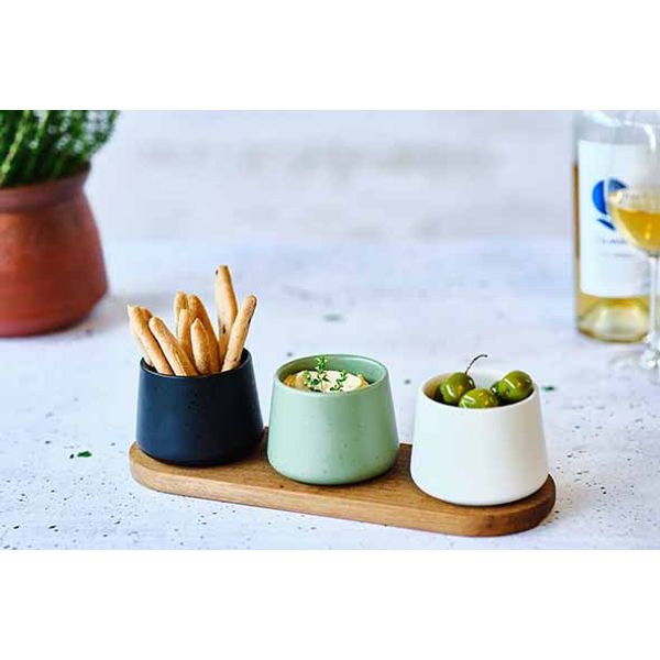 Cosy & Trendy Bites Aperoset 4pcs - Serveerplank 30x10cm + 3x Bowl D9x7cm