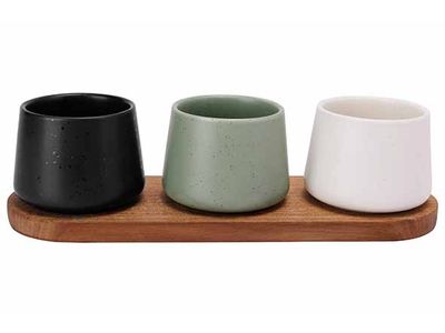 Bites Aperoset 4pcs - Serveerplank 30x10cm + 3x Bowl D9x7cm