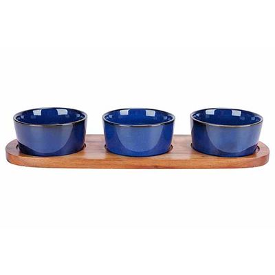 Aperoset 4pcs - Serveerplank 32x10,5cm + 3x Bowl D8,5x4cm  Cosy & Trendy