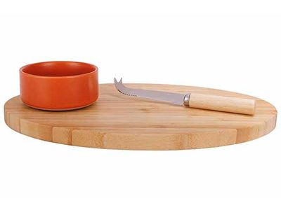 Dela Aperoset 3pcs - Serveerplank 35x23 Cm + Bowl D10,5x5cm + Kaasmes