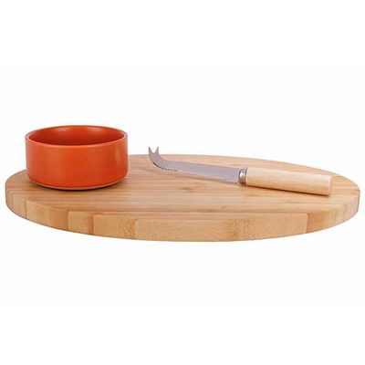 Dela Aperoset 3pcs - Serveerplank 35x23 Cm + Bowl D10,5x5cm + Kaasmes  Cosy & Trendy