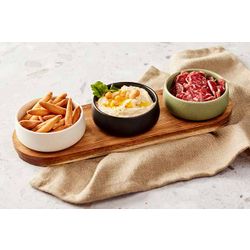 Cosy & Trendy Bites Aperoset 4pcs - Serveerplank 32x10,5cm + 3x Bowl D9,5x3,5cm