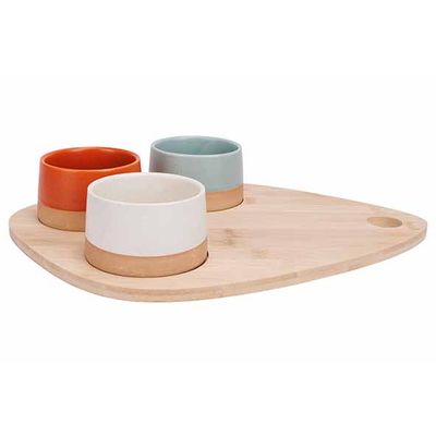 Dela Aperoset 4pcs - Serveerplank 36x27 Cm + 3x Bowl D9,5x5,5cm  Cosy & Trendy