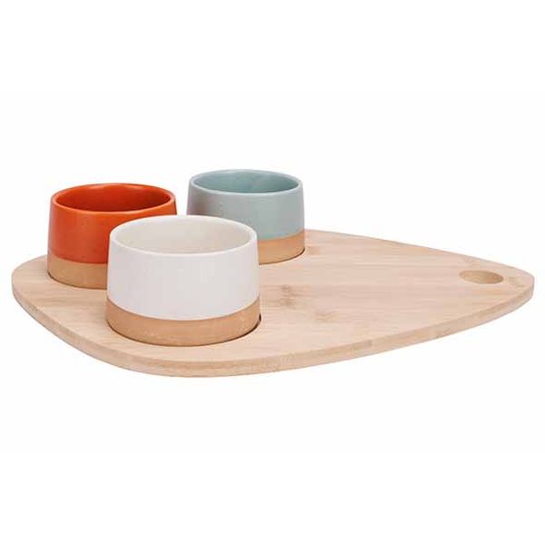 Cosy & Trendy Dela Aperoset 4pcs - Serveerplank 36x27 Cm + 3x Bowl D9,5x5,5cm