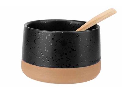 Dela Bowl Zwart Met Lepel D9,5xh5,5cm