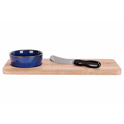 Aperoset 3pcs - Serveerplank 30x12cm + Bowl D8,8x3cm + Kaasmes 