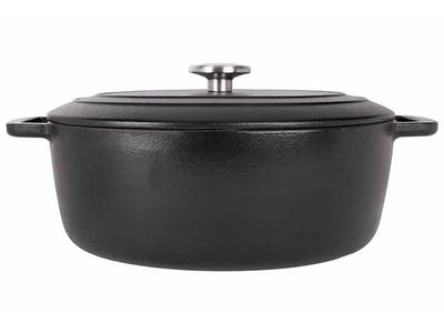 Fontestic Kookpot Black 31x24xh12cm Ovaal Gietijzer Met Deksel