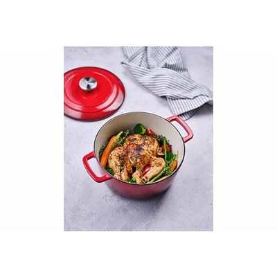 Fontestic Kookpot Traditional Red D24 Xh11,6cm 4.6l Gietijzer Met Deksel  Cosy & Trendy