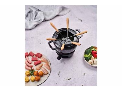 Fontestic Fondueset Black D18cm Gietijzer Met 6 Vorkjes