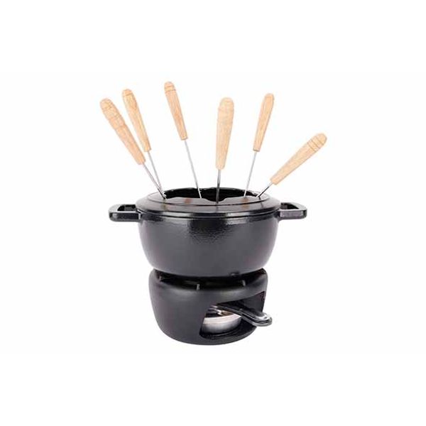 Cosy & Trendy Fontestic Fondueset Black D18cm Gietijzer Met 6 Vorkjes