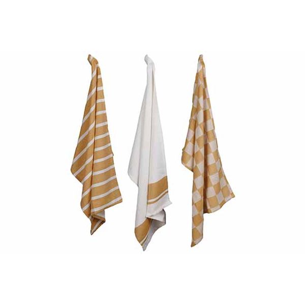 Cosy & Trendy Stoff Keukenhanddoek Amber Gold Set3 50x70cm