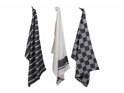 Stoff Keukenhanddoek Black Chambray Set3 50x70cm