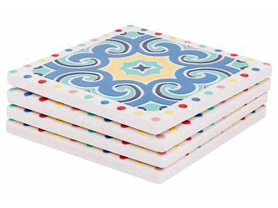 Dessous De Verre Carre 10x10cm Set4 Stoneware