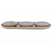 Leone Aperoset 4pcs - Ovaal Bord 27x10cm + 3 Schaaltjes D8cm 