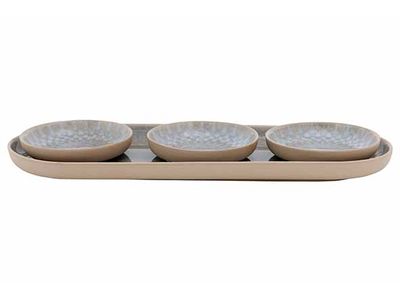 Leone Aperoset 4pcs - Ovaal Bord 27x10cm + 3 Schaaltjes D8cm