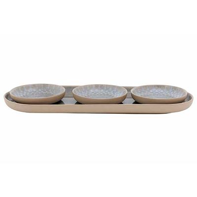 Leone Aperoset 4pcs - Ovaal Bord 27x10cm + 3 Schaaltjes D8cm  Cosy & Trendy