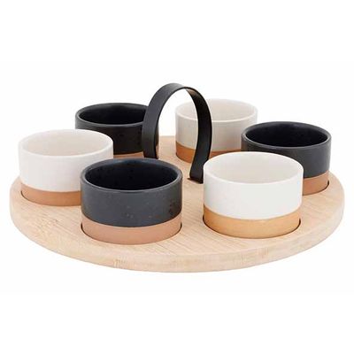 Set Apero Plateau De Service En Bambou + 6 Coupelles D6,5x4cm  Cosy & Trendy