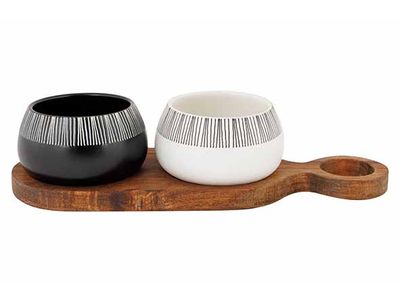 Etosha Aperoset Serveerplank + 2x Bowl D7,5xh5,2cm