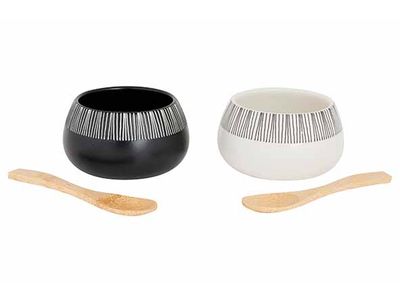 Etosha Aperoset 2x Bowl D7,5cm + 2x Bamboe Lepel