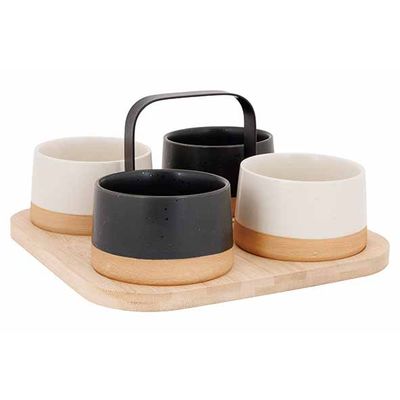 Set Apero Plateau De Service En Bambou + 4 Bols - D9xh5,5cm  Cosy & Trendy