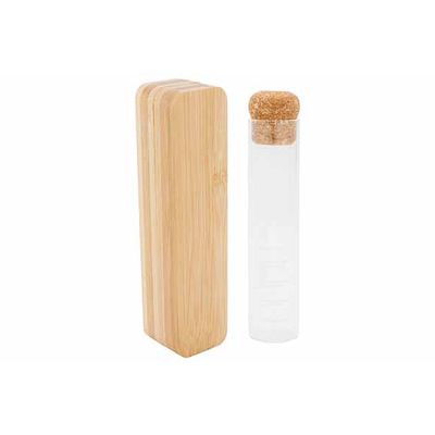 Thee Infuser Borosilicaat -in Bamboe Box D2,9xh14,6cm - Met Kurkstop  Cosy & Trendy