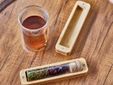 Thee Infuser Borosilicaat -in Bamboe Box D2,9xh14,6cm - Met Kurkstop