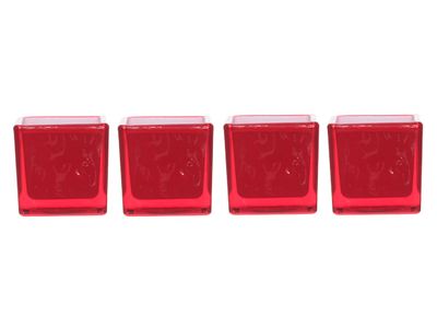 Porte-bougie Red Carre 5x5xh5cm Set 4 