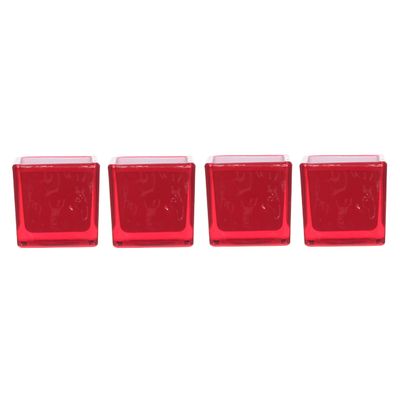 Theelichthouder Set4 Rood 5x5xh5cm   Cosy & Trendy