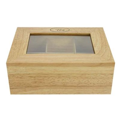 Theedoos 6compartimenten 23,8x18,8cm Rechthoek Hout  Cosy & Trendy